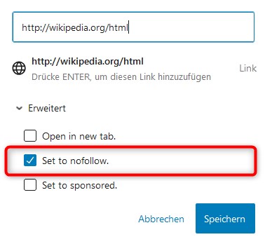 Link mit Nofollow-Attribut