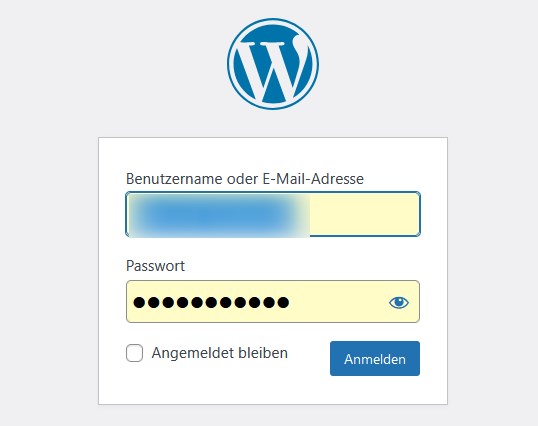 WordPress-Anmeldeschirm