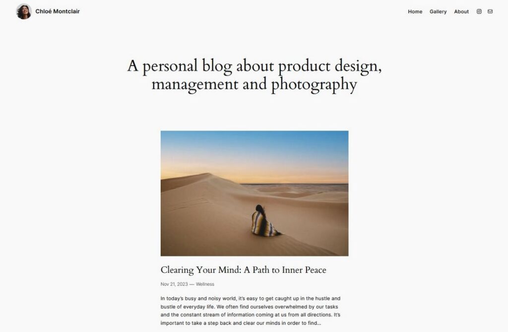 Twentig Blog starter template mit viel Weoßraum