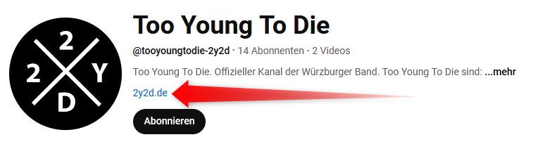 Link von YouTube zur Website.