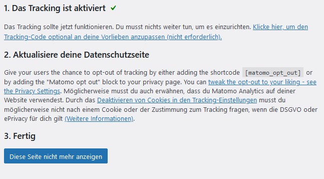 Matomo tracking aktivieren