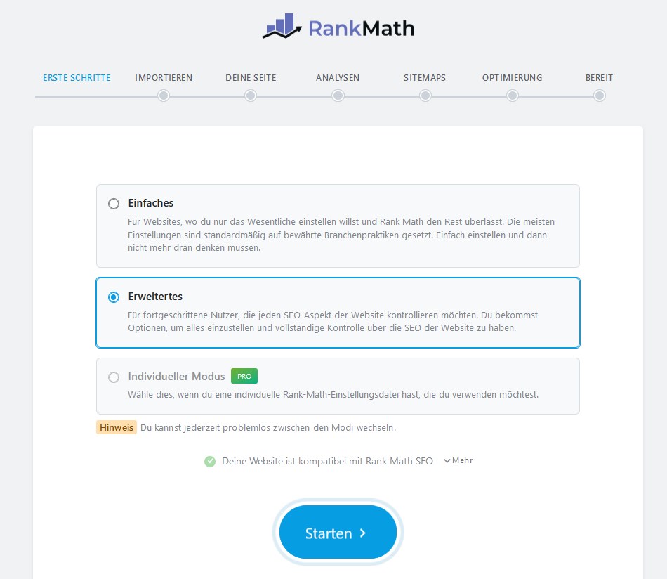 Rankmath erweiterter Modus