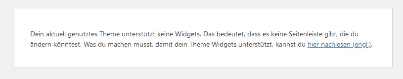 Theme unterstützt keine Widgets