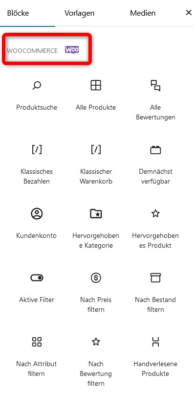 WooCommerce Blockauswahl