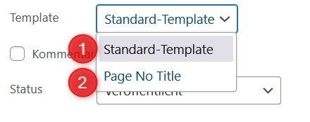 Auswahl eines Templates