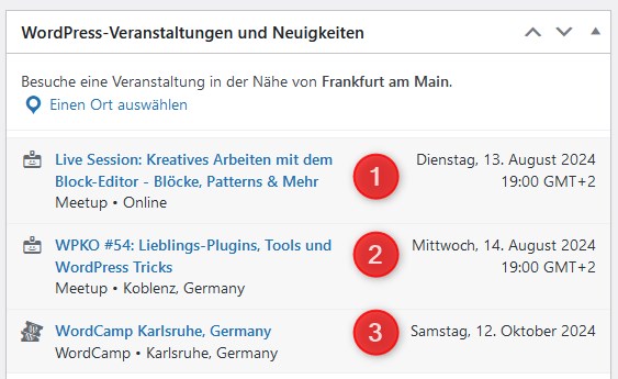 WordPress-Veranstaltungen