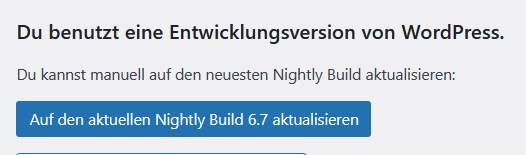 Auf WordPress Nightly Build aktualisieren