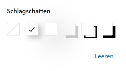 Schlagsschatten auswählen