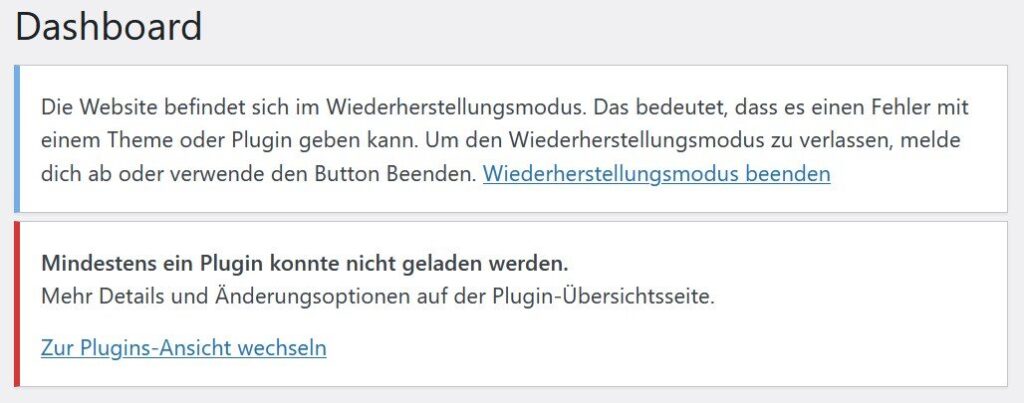 Die Website befindet sich im Wiederherstellungsmodus.