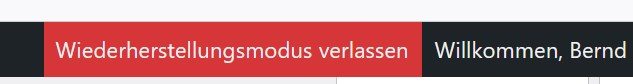 WordPress Wiederherstellungsmodus verlassen.