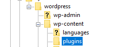 wordpress-Ordner. Unterordener wp-content/plugins