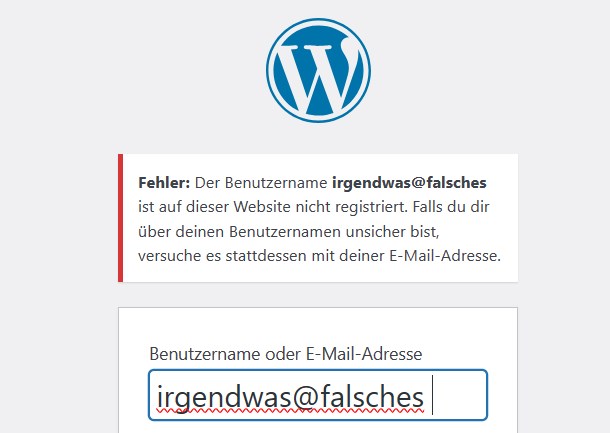 WordPress-Fehler: Fehlerhafte E-Mail-Adresse,