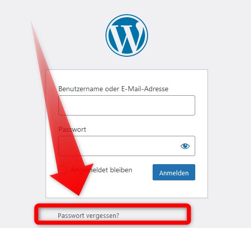 Passwort für WordPress-Login vergessen.