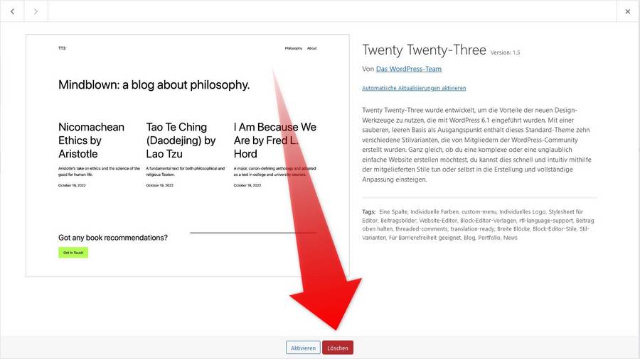 WordPress Theme löschen