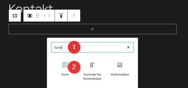 Formular-Block einfügen