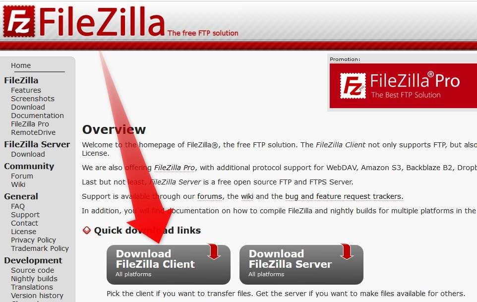 FileZilla herunrweladen