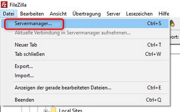 FileZilla Servermanager