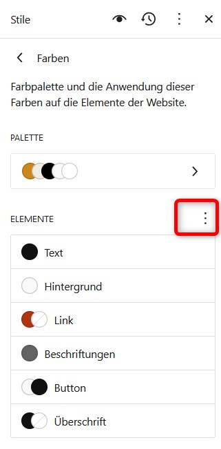 Drei-Punkt-Menü bei Elemente