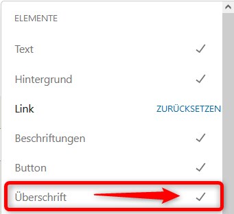 Element Überschriften für Bearbeitung aktivieren